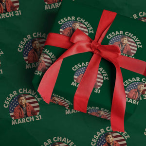 Cesar Chavez Day Wrapping Paper Roll March Holiday Hispanic Heritage American Flag TS11 Green Print Your Wear
