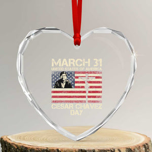 Cesar Chavez March 31 Celebration Heart Crystal Glass Ornament Christian American Flag Religious TS14 Transparent Glass 3'' Heart Print Your Wear