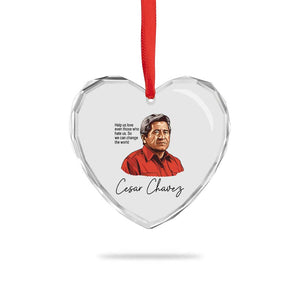 Cesar Chavez Quote Heart Crystal Glass Ornament 31 March Celebration Day TS14 Print Your Wear