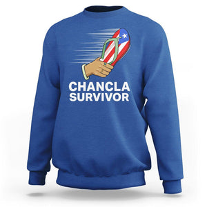 Chancla Survivor Puerto Rico Flag Boricua Hispanic Heritage Sweatshirt TS02 Royal Blue Printyourwear