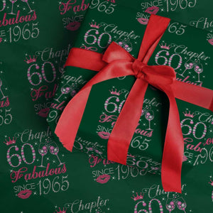 Chapter 60 Fabulous Wrapping Paper Roll Sparkle Since 1965 60Th Birthday Gift For Women TS02 Green Print Your Wear