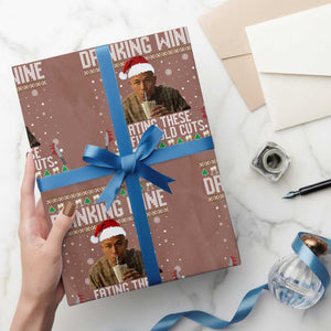 Charlie Hunnam Ed Gein Ugly Christmas Wrapping Paper Roll Funny Drinking Wine Eating These Sinful Cold Cuts TS10 Mocha Print Your Wear