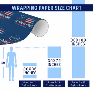 Charlie Kirk 2025 Wrapping Paper Roll Freedom Vintage American Flag TS11 Print Your Wear