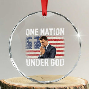 Charlie Kirk Christian Crystal Glass Ornament One Nation Under God Patriotic Faith TS14 Transparent Glass 3'' Circle Print Your Wear