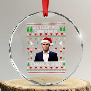 Charlie Kirk Christmas Crystal Glass Ornament Freedom Memorial Patriotic Christian Xmas TS14 Transparent Glass 3'' Circle Print Your Wear