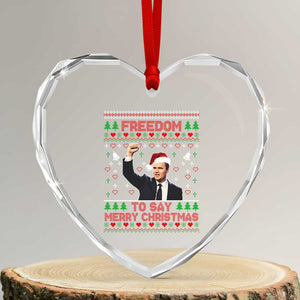 Charlie Kirk Christmas Heart Crystal Glass Ornament Freedom To Say Merry Christmas TS14 Transparent Glass 3'' Heart Print Your Wear