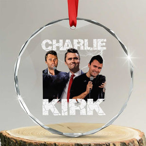 Charlie Kirk Crystal Glass Ornament Freedom Speech A True Patriot Tribute Bootleg TS10 Transparent Glass 3'' Circle Print Your Wear
