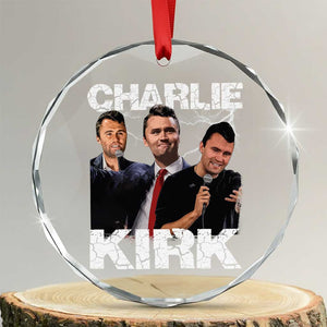 Charlie Kirk Crystal Glass Ornament Freedom Speech A True Patriot Tribute Bootleg TS10 Transparent Glass 3'' Circle Print Your Wear