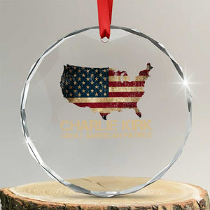 Charlie Kirk Crystal Glass Ornament Great American Patriot USA Flag TS10 Transparent Glass 3'' Circle Print Your Wear