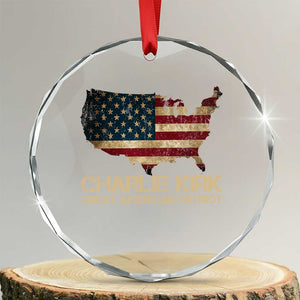 Charlie Kirk Crystal Glass Ornament Great American Patriot USA Flag TS10 Transparent Glass 3'' Circle Print Your Wear