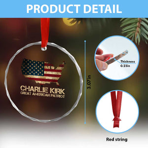 Charlie Kirk Crystal Glass Ornament Great American Patriot USA Flag TS10 Print Your Wear