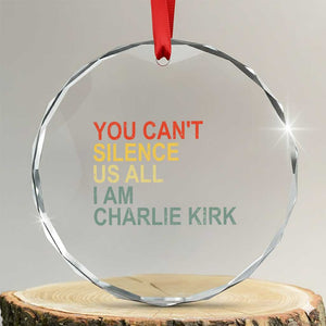 Charlie Kirk Crystal Glass Ornament Retro You Cant Silence Us All TS10 Transparent Glass 3'' Circle Print Your Wear