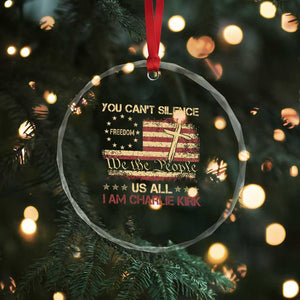 Charlie Kirk Crystal Glass Ornament You Cant Silence Us All Retro American Flag Cross TS10 Print Your Wear