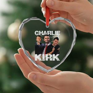 Charlie Kirk Heart Crystal Glass Ornament Freedom Speech A True Patriot Tribute Bootleg TS10 Print Your Wear