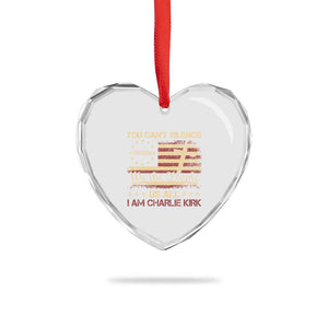 Charlie Kirk Heart Crystal Glass Ornament You Cant Silence Us All Retro American Flag Cross TS10 Print Your Wear