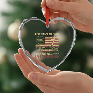 Charlie Kirk Heart Crystal Glass Ornament You Cant Silence Us All Retro American Flag Cross TS10 Print Your Wear