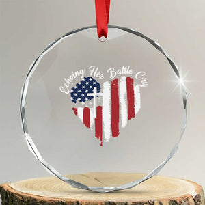 Charlie Kirk Memorial Crystal Glass Ornament Battle Cry Erika Kirk Christian USA Flag Cross TS10 Transparent Glass 3'' Circle Print Your Wear