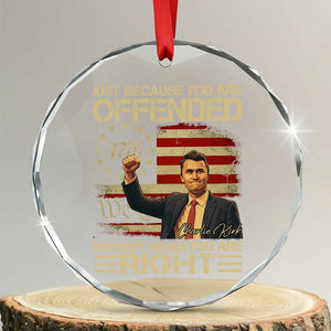 Charlie Kirk Memorial Crystal Glass Ornament Freedom Commemorative USA Flag Tribute TS10 Transparent Glass 3'' Circle Print Your Wear