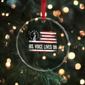 Charlie Kirk Memorial Crystal Glass Ornament His Voice Lives On Vintage Patriotic American Flag TS02 Print Your Wear