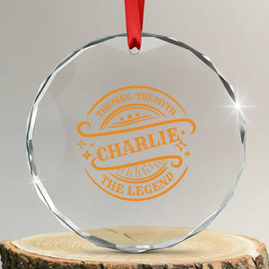 Charlie Kirk Memorial Crystal Glass Ornament Vintage The Man The Myth The Legend TS10 Transparent Glass 3'' Circle Print Your Wear