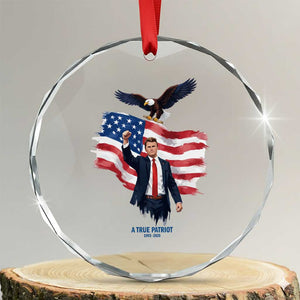 Charlie Kirk Tribute Crystal Glass Ornament A True Patriot American Flag Patriotic Eagle TS02 Transparent Glass 3'' Circle Print Your Wear