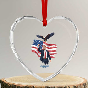 Charlie Kirk Tribute Heart Crystal Glass Ornament A True Patriot American Flag Patriotic Eagle TS02 Transparent Glass 3'' Heart Print Your Wear