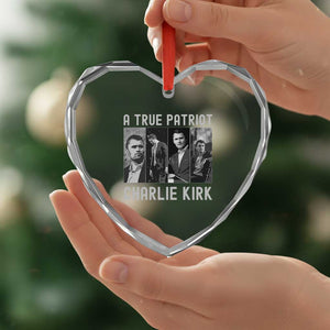 Charlie Kirk Tribute Heart Crystal Glass Ornament A True Patriot Conservative Memorial TS02 Print Your Wear