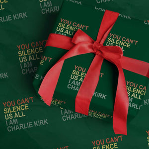 Charlie Kirk Wrapping Paper Roll Retro You Cant Silence Us All TS10 Green Print Your Wear