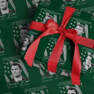 Charlie Kirk Wrapping Paper Roll The Greatness Of Our Nation Lies In The Power And Potential Of Its Individuals TS11 Green Print Your Wear