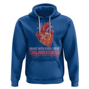 CHD Awareness Hoodie Brave With Every Beat Heart Disease Red And Blue Ribbon TS02 Royal Blue Printyourwear