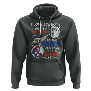 CHD Awareness Hoodie I Love Someone With Heart Disease To The Moon And Back TS02 Dark Heather Printyourwear