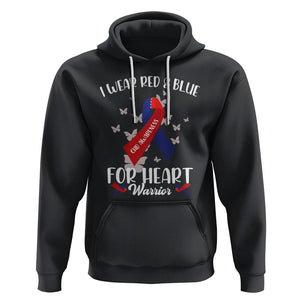 CHD Awareness Hoodie In February I Wear Red And Blue For Heart Warriors TS02 Black Printyourwear