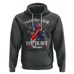 CHD Awareness Hoodie In February I Wear Red And Blue For Heart Warriors TS02 Dark Heather Printyourwear