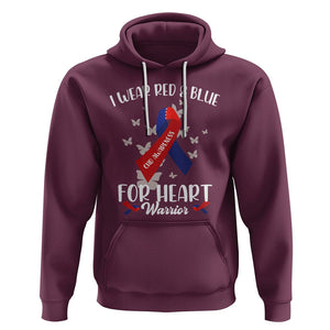 CHD Awareness Hoodie In February I Wear Red And Blue For Heart Warriors TS02 Maroon Printyourwear