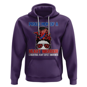CHD Awareness Hoodie Messy Bun Mom Of A Heart Warrior Congenital Heart Defect TS02 Purple Printyourwear