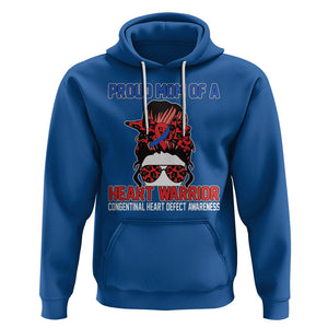 CHD Awareness Hoodie Messy Bun Mom Of A Heart Warrior Congenital Heart Defect TS02 Royal Blue Printyourwear