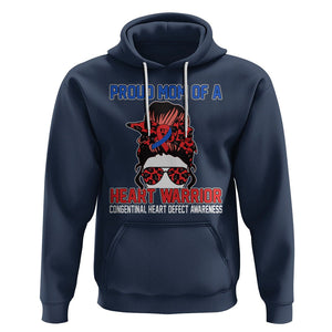 CHD Awareness Hoodie Messy Bun Mom Of A Heart Warrior Congenital Heart Defect TS02 Navy Printyourwear