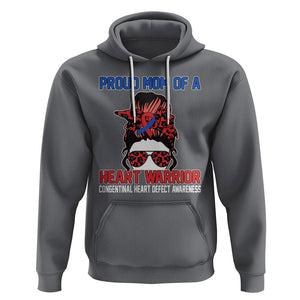 CHD Awareness Hoodie Messy Bun Mom Of A Heart Warrior Congenital Heart Defect TS02 Charcoal Printyourwear