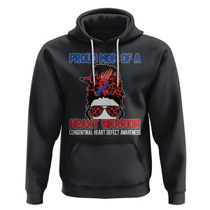 CHD Awareness Hoodie Messy Bun Mom Of A Heart Warrior Congenital Heart Defect TS02 Black Printyourwear
