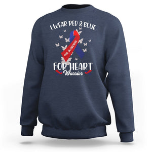 CHD Awareness Sweatshirt In February I Wear Red And Blue For Heart Warriors TS02 Navy Printyourwear