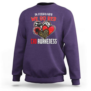 CHD Awareness Sweatshirt In February We Go Red Support Heart Disease Warrior TS02 Purple Printyourwear