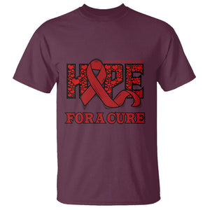 CHD Awareness T Shirt Hope For A Cure Heart Disease CHD Awareness Red Ribbon TS02 Maroon Printyourwear