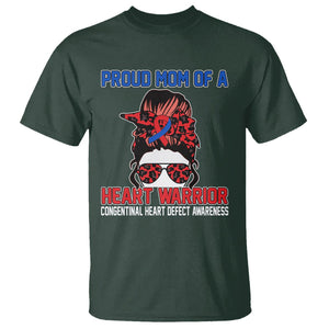 CHD Awareness T Shirt Messy Bun Mom Of A Heart Warrior Congenital Heart Defect TS02 Dark Forest Green Printyourwear