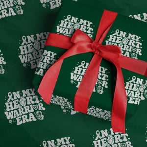 CHD Heart Disease Awareness Wrapping Paper Roll In My Heart Warrior Era TS10 Green Print Your Wear