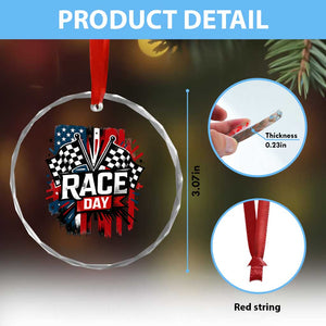 Checkered Flag Racing Crystal Glass Ornament Race Day Team Lover TS14 Print Your Wear