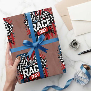 Checkered Flag Racing Wrapping Paper Roll Race Day Team Lover TS14 Mocha Print Your Wear