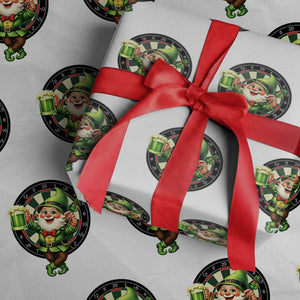 Cheerful Gnome Playing Darts Wrapping Paper Roll St Patricks Day Gift TS12 White Print Your Wear