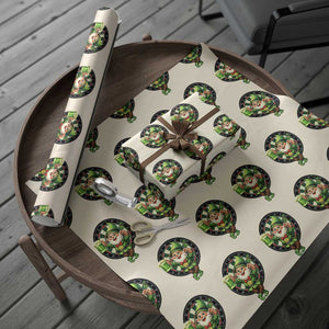 Cheerful Gnome Playing Darts Wrapping Paper Roll St Patricks Day Gift TS12 Beige Print Your Wear