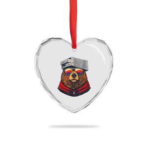 Cheese Grater Bear in Beast Mode Heart Crystal Glass Ornament Funny Rivalry Art for Hardcore Football Fans TS02 Print Your Wear