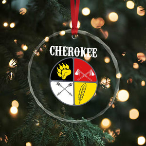Cherokee Cultural Pride Crystal Glass Ornament Native American Medicine Wheel Art
